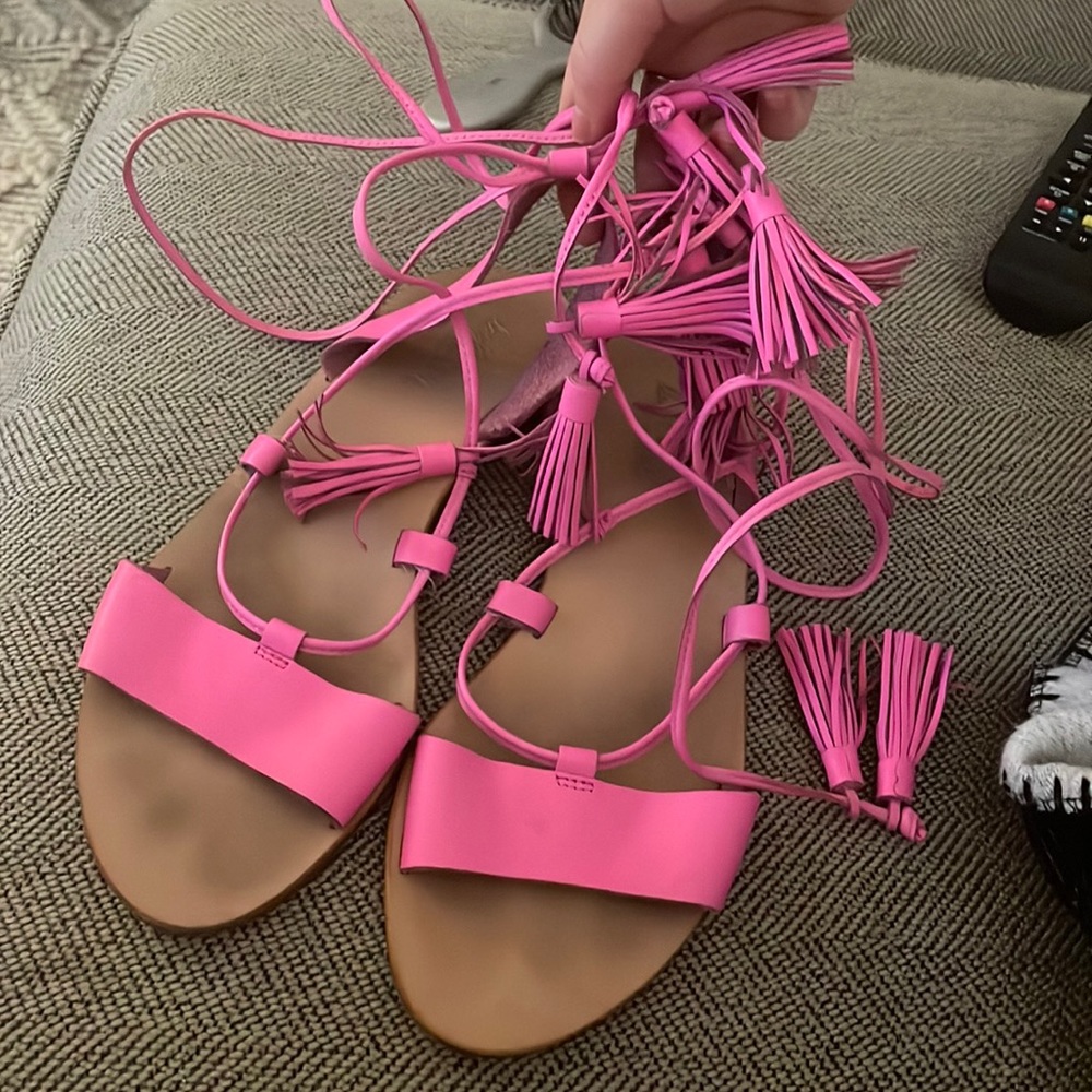 Loeffler Randall hot pink gladiator sandals